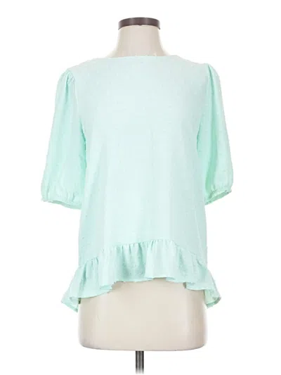 Pre-owned Agb 3/4 Sleeve Blouse In Green