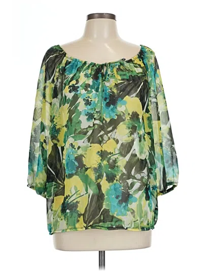 Pre-owned Agb 3/4 Sleeve Blouse In Green