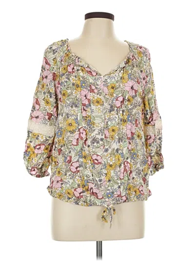 Pre-owned Agb 3/4 Sleeve Blouse In Ivory