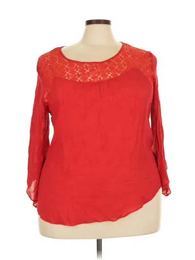 Pre-owned Agb 3/4 Sleeve Blouse In Red