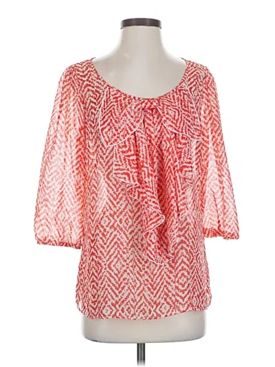 Pre-owned Agb 3/4 Sleeve Blouse In Red