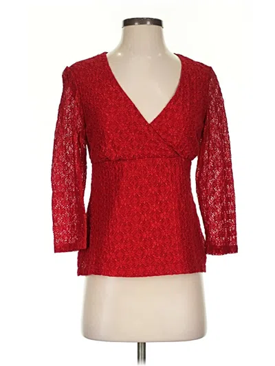 Pre-owned Agb 3/4 Sleeve Blouse In Red