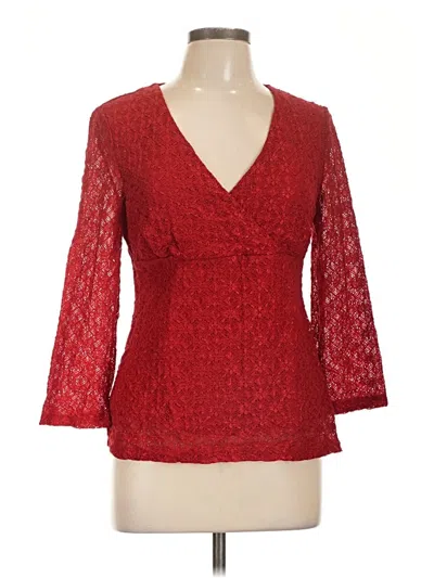 Pre-owned Agb 3/4 Sleeve Blouse In Red