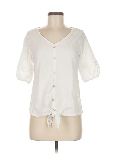 Pre-owned Agb 3/4 Sleeve Blouse In White