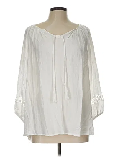 Pre-owned Agb 3/4 Sleeve Blouse In White