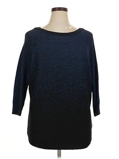 Pre-owned Agb 3/4 Sleeve Top Blue Boatneck Tops