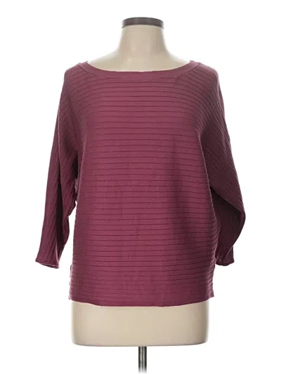 Pre-owned Agb 3/4 Sleeve Top Burgundy Boatneck Tops