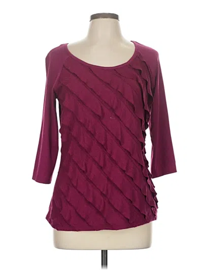 Pre-owned Agb 3/4 Sleeve Top Burgundy Scoop Neck Tops