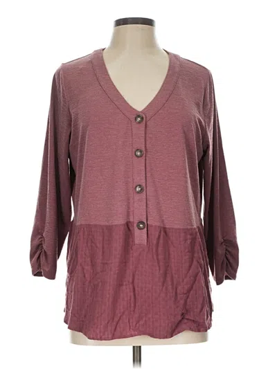 Pre-owned Agb 3/4 Sleeve Top Burgundy Scoop Neck Tops