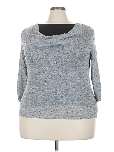 Pre-owned Agb 3/4 Sleeve Top Gray Boatneck Tops