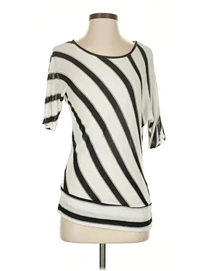 Pre-owned Agb 3/4 Sleeve Top Ivory Boatneck Tops In White