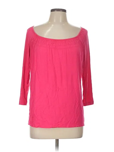 Pre-owned Agb 3/4 Sleeve Top Pink Boatneck Tops