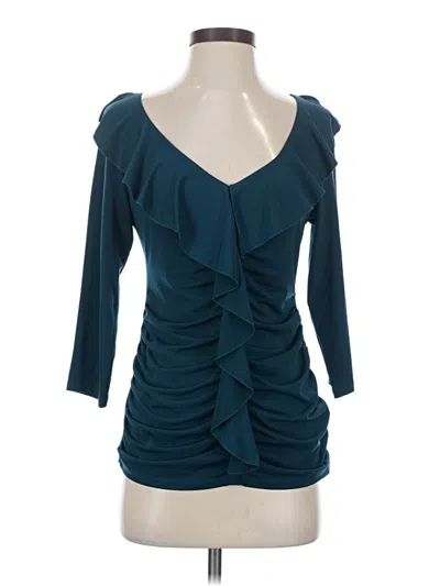 Pre-owned Agb 3/4 Sleeve Top Teal Sweetheart Neckline Tops In Blue
