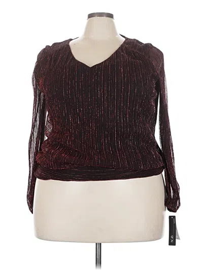 Pre-owned Agb Long Sleeve Blouse In Burgundy