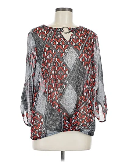 Pre-owned Agb Long Sleeve Blouse In Gray