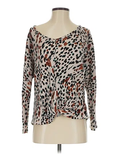 Pre-owned Agb Long Sleeve Top Ivory Sweetheart Neckline Tops