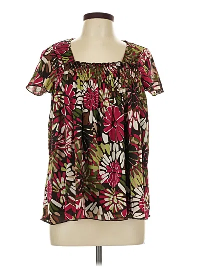Pre-owned Agb Short Sleeve Blouse In Brown