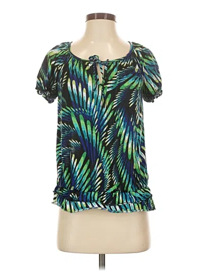 Pre-owned Agb Short Sleeve Blouse In Green