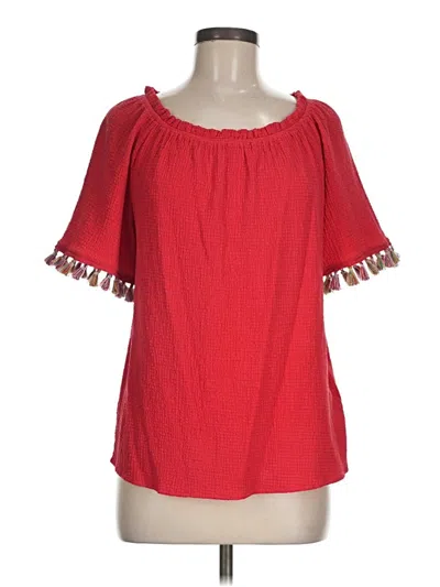 Pre-owned Agb Short Sleeve Blouse In Red