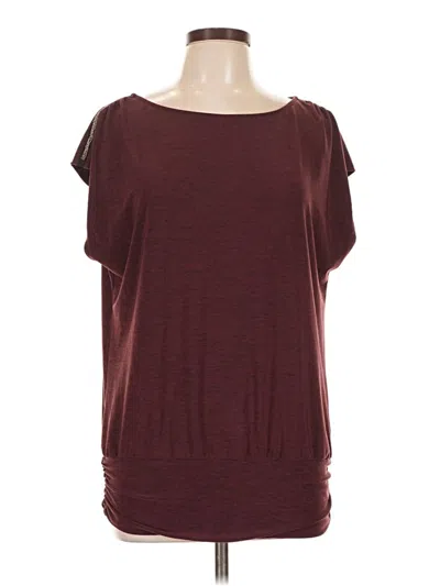 Pre-owned Agb Short Sleeve Top Burgundy Boatneck Tops
