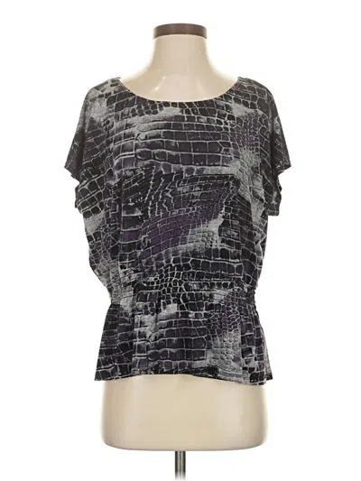 Pre-owned Agb Short Sleeve Top Gray Square Neckline Tops
