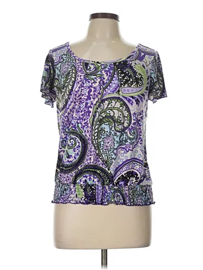 Pre-owned Agb Short Sleeve Top Purple Scoop Neck Tops