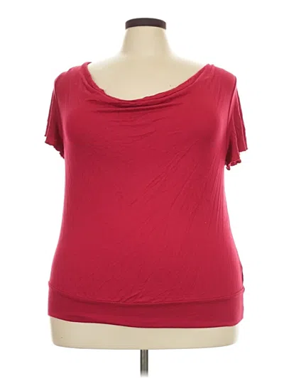 Pre-owned Agb Short Sleeve Top Red Cowl Neck Tops