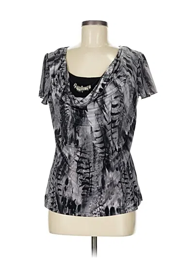 Pre-owned Agb Short Sleeve Top Silver Scoop Neck Tops