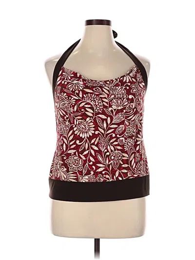 Pre-owned Agb Sleeveless Top Burgundy Halter Neckline Tops