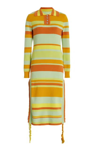 Agbobly Striped Knit Polo Maxi Dress