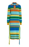 Agbobly Striped Knit Polo Maxi Dress