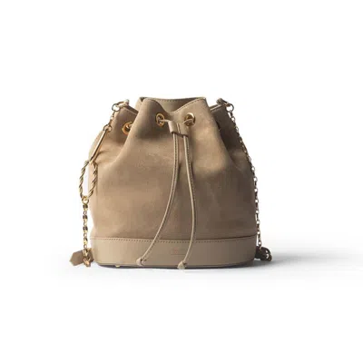 Agcf Women's Neutrals Savoy Bucket Bag Suede In Multi