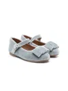 Age Of Innocence Velvet Bow-detail Ballerina Shoes In Blue