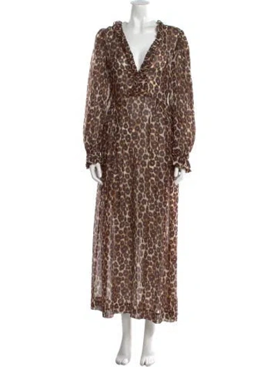 Pre-owned Agent Provocateur Animal Print Long Dress In Brown