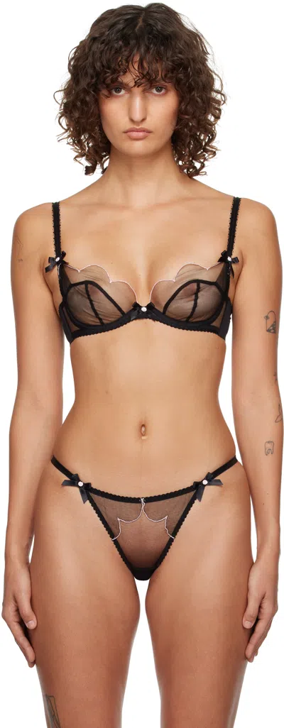 Agent Provocateur Black & Pink Lorna Plunge Underwired Bra In 001650 Black/pink