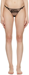 Agent Provocateur Lindie Mid-rise Embroidered Floral Mesh Thong In 1001 Black/black