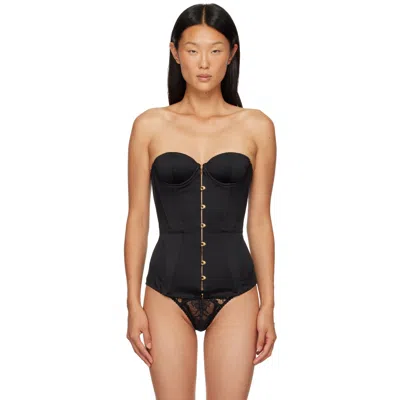 Agent Provocateur Black Mercy Corset In Black Satin