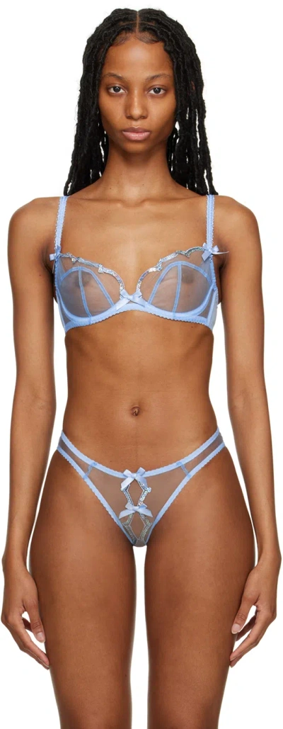 Agent Provocateur Lorna Party Sequin-embellished Tulle Underwired Soft-cup Bra In 450040 Baby Blue/iri