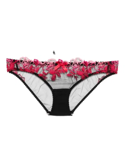 Agent Provocateur Callypso Rose-embroidered Briefs In Black