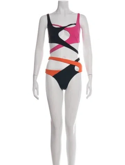 Pre-owned Agent Provocateur Colorblock Pattern Cutout Accent Bikini W/ Tags In White