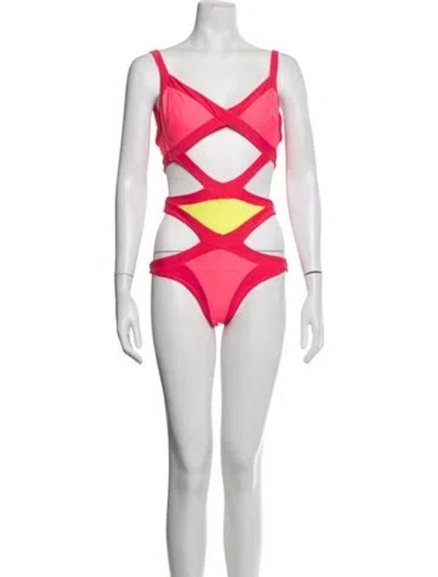 Pre-owned Agent Provocateur Colorblock Pattern Cutout Accent One-piece In Pink
