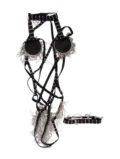 Pre-owned Agent Provocateur Deimante Playsuit Crystal Embellishments Lounge Set W/ Tags In Black