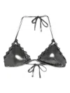Agent Provocateur Flower-embellished Bikini Top In Gray