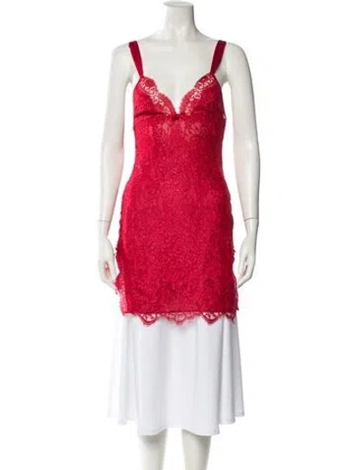 Pre-owned Agent Provocateur Glitter Accents Lounge Set W/ Tags In Red