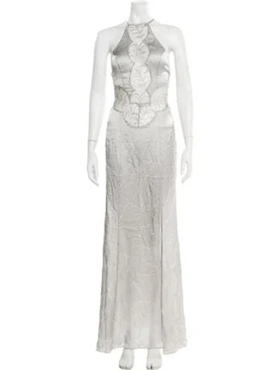 Pre-owned Agent Provocateur Halterneck Long Dress In Gray