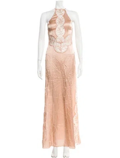Pre-owned Agent Provocateur Halterneck Long Dress In Neutral