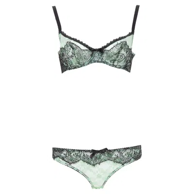 Agent Provocateur Lace Bow Bra Panty Set In Green