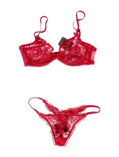 Pre-owned Agent Provocateur Lace Lace Pattern Lounge Set W/ Tags In Red