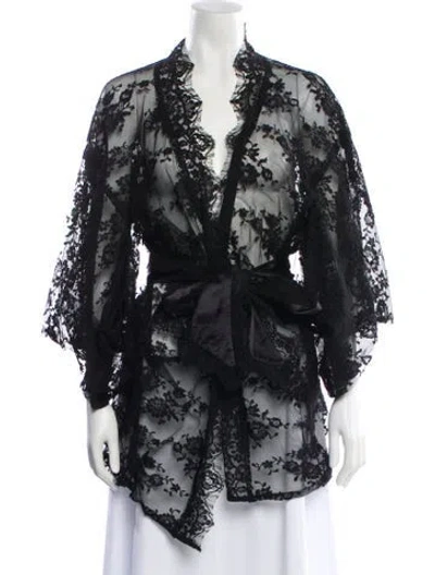 Pre-owned Agent Provocateur Lace Lace Pattern Robe In Black