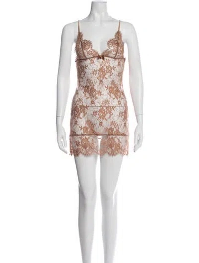 Pre-owned Agent Provocateur Lace Pattern Embroidered Accent Nightgown In Neutral